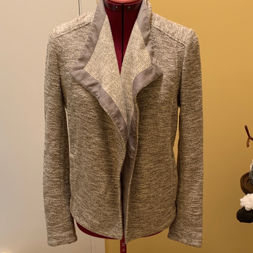 Vince Women's Marbled Drape neck gray Open Front Jacket